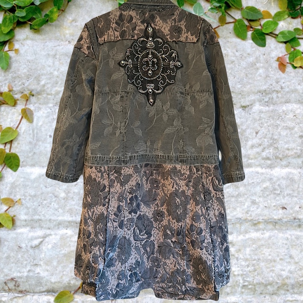 Upcycled J Jill Gray and Black Embellished Jacket